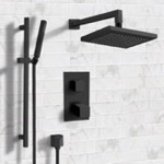 Remer SFR43 Matte Black Thermostatic Shower System with 8